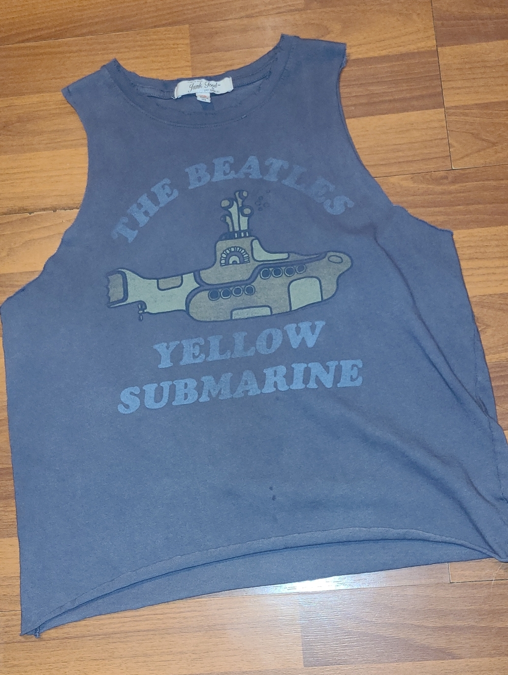 The Beatles Tank Top in Faded Blue with Yellow Submarine Graphic